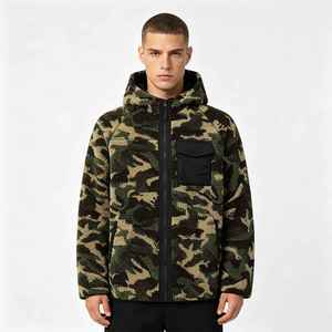 เสื้อแจ็คเก็ตฟลีซลายพรางสำหรับผู้ชาย ลดราคา เสื้อแจ็คเก็ตสำหรับเล่นกีฬากลางแจ้ง  เสื้อแจ็คเก็ตขนเป็ด  สามารถปรับแต่งโลโก้สโมสรได้ - Product Image 6