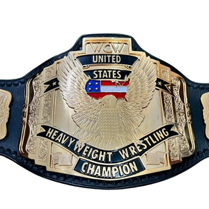 Ceinture de champion de lutte poids lourd des États-Unis en cuir noir avec design aigle et drapeau doré, personnalisable, durable et de haute qualité - Product Image 5