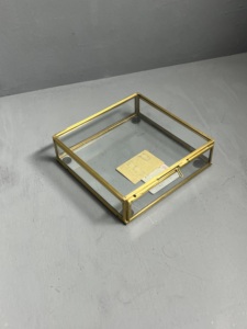 Caja de Joyería de Lujo de Vidrio y Latón con Diseño Artesanal, Marco Metálico Cuadrado, Organizador de Anillos, Collares y Pendientes, para Regalo de Boda, Decoración del Hogar - Product Image 5