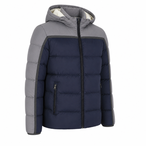 Men's Eco-friendly Thick Puffer <b>Jacket</b> Front Solid Windproof Zipper Closure Casual <b>Winter</b> Wear Regular Fit Polyester Wadding - Product Image 5