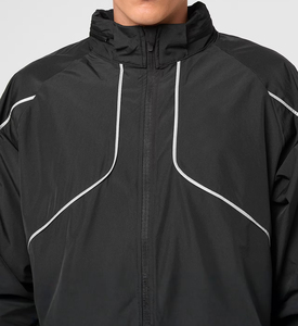 Veste coupe-vent en nylon froissé, pantalon de costume, veste avec logo personnalisé, coupe ample, fermeture éclair, passepoil réfléchissant, anorak coupe-vent, ensemble écologique - Product Image 4
