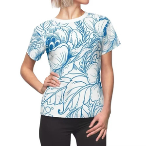 T-shirt pour femme en sublimation, coupe classique, hiver, décontracté, service OEM, impression numérique, respirant, séchage rapide, écologique, service OEM - Product Image 1