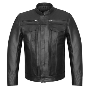 OEM Men's Black Leather Plus Size Anti-UV Breathable Windproof Full Sleeve Motorcycle Jacket All Seasons Riding Factory Direct - Product Image 1