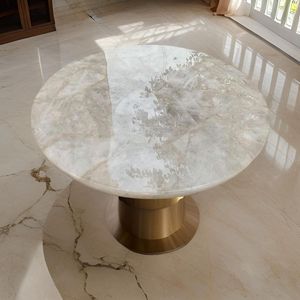 Mesa de centro decorativa con acabado de mármol, mesa de centro con base geométrica, mesa de centro artística, mesa de centro elegante, mesa de centro moderna - Product Image 2