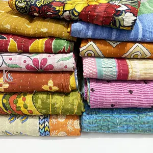 2023 Bulk Fine Quality Indian Vintage Kantha Quilt Lot Designer Jaipur Gudri copriletto reversibile stampato per l'esportazione