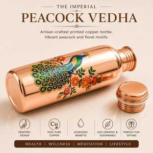 Botella de Agua de Cobre con Diseño de Pavo Real, Estilo Oriental, Termo Portátil de Viaje, Doble Pared, Ecológico, Gran Capacidad - Product Image 3