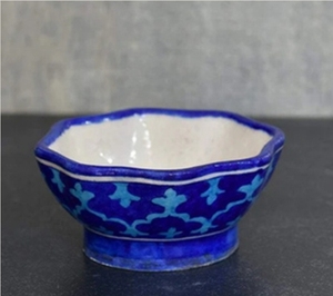 Elegant Blue Reactive Glazed <b>Ceramic</b> Bowl <b>Plate</b> with Organic Irregular Edge Artisan Decorative Serving Dish for Tableware - Product Image 2