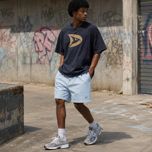 Pantalones Cortos Boxer Aqua Seersucker Personalizados para Hombre, Estilo Relajado Y2K, Ropa Urbana de Verano con Cresta Bordada - Product Image 6