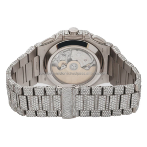 Édition limitée 41mm cadran bleu montre de style Hip Hop diamant Moissanite de luxe dernière montre en acier inoxydable cristal conçu - Product Image 5