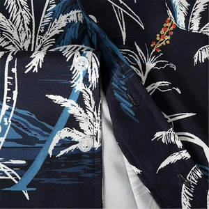 Camisa Hawaiana Azul Marino de Manga Corta para Hombre con Estampado de Palmeras, Cuello Camisero, Ropa Casual para Vacaciones en la Playa - Product Image 5