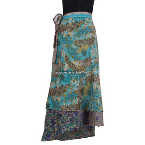 2026 Ladies <b>Skirts</b> - Reversible Two Layer Silk All Piece <b>Wrap</b> <b>Skirt</b> Women Fashion Lovely Indian Silk Fabric Long <b>Skirt</b> Boho Maxi - Product Image 6