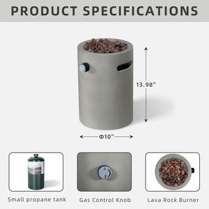 Brasero de table au propane sans fumée de 10 000 BTU - Colonne de feu portable au gaz oxyde avec pierres de lave pour patio, balcon, jardin - Product Image 4