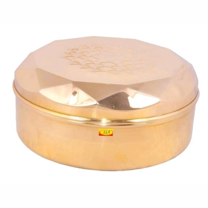 Luxury Brass <b>Spice</b> <b>Box</b> Container Set Round <b>Indian</b> Masala Dabba Decorative Metal Seasoning Storage <b>Box</b> Lotus Knob Design <b>Box</b> - Product Image 2