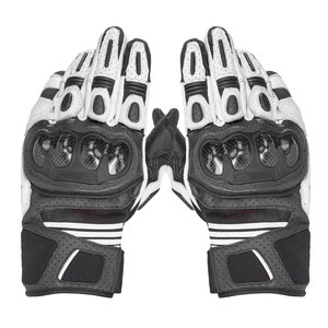 <b>Men</b> Full Finger <b>Leather</b> Racing <b>Gloves</b> With Palm Guard Breathable Outdoor Riding Protective Hand wear Velcro Closure - Product Image 3