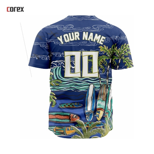 Maillot de baseball Corex imprimé intégral noir pour homme – Vêtement de sport respirant en polyester à manches courtes pour l'été, coupe classique, boutonnage frontal - Product Image 5