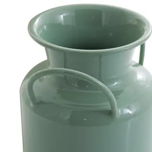 Vase en céramique minimaliste avec poignée, vert menthe et blanc, pot de fleurs décoratif pour la décoration intérieure - Product Image 4