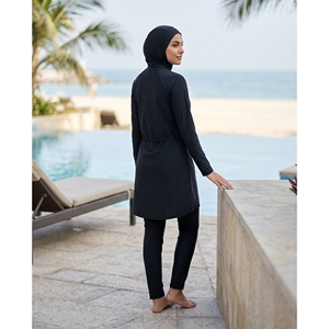 Traje de Baño Islámico Modesto para Mujer, Burkini de Poli Spandex, Mangas Largas, Corte Holgado, Etiqueta Personalizada OEM, Talla XXL, para Playa, Piscina, Verano - Product Image 5