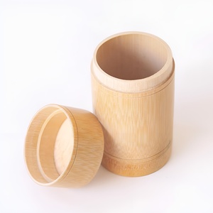 Boîtes d'emballage de thé en bambou naturel et écologique, tubes biodégradables avec couvercle, gravure de logo personnalisée acceptable - Product Image 1