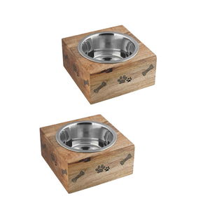 Platos de Madera Natural Sólida de Primera Calidad, Diseño Rústico para Comederos y Bebederos de Mascotas - Vendedor de Exportación - Product Image 2