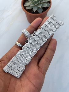 925 <b>Silver</b> Rhodium Plated Rapper's Custom Letter <b>Initial</b> Name Lab grown Diamond Iced Bling Hip hop Party Jewelry Big <b>Pendants</b> - Product Image 6