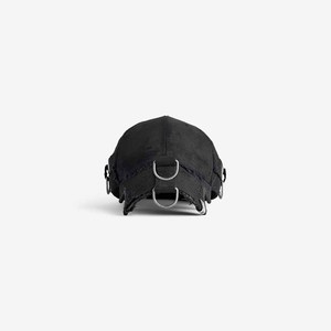 Black 6-Panel Baseball Cap With Ripped Distressed Design Metal Buckle Closure Street Style Casual <b>Hat</b> For <b>Men</b> - Product Image 3