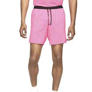 Shorts de sport rose pour homme à séchage rapide avec poches, logo frontal, cordon de serrage, longueur mi-cuisse, couleur unie, 100 % toile de coton - Product Image 3