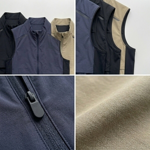 Outdoor Plaid Zipper Lightweight Sports Jacket Men's Sleeveless Casual Loose-fitting Stand-up Collar Quick Dry Reflective Strips - Product Image 5