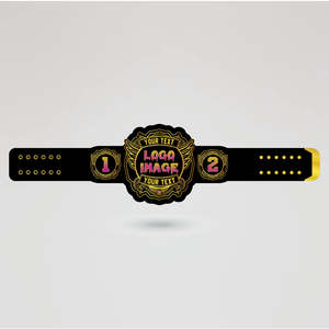 Ceinture de championnat de lutte personnalisée légère avec design d'aile dorée et logo textuel violet effet goutte d'eau, en cuir embossé fait main - Product Image 2