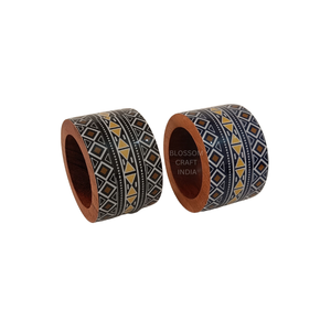Anillos de Servilleta de Madera Coloridos con Patrones Únicos de Esmalte, Diseño Pintado Elegante, Vajilla de Alta Calidad para Mesa de Comedor - Product Image 2