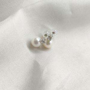 Boucles d'oreilles en argent S925 avec perles d'eau douce impeccables de la princesse Diana, 7-8 mm, serties de diamants, design simple - Product Image 4