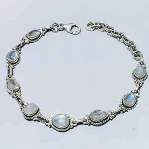 Genuine Rainbow Moonstone Bracelet 925 <b>Solid</b> Sterling Silver Natural Gemstone Jewelry For Women Elegant Gift - Product Image 2