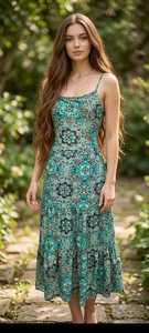 Robe longue bohème paisley pour femme, dos nu, bretelles croisées, idéale pour l'été et les vacances à la plage - Product Image 4