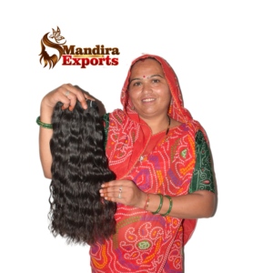 Extensions de cheveux humains 100% Remy, cuticules alignées, couleur noire pure, double tirage, bouclés, provenant du Temple du Tamil Nadu, 100g - Product Image 2