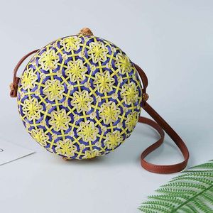 Custom Handmade Round Bamboo Handbag Natural Woven Beach <b>Bag</b> for Women Fashion Accessories Summer Vacation - Product Image 6