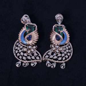 Lujoso Conjunto de Colgante Clásico de Pavo Real con Diamante Natural de 7.14 Ct, Oro Rosa de 9K, Color GH, Claridad SI, Corte Brillante, Bañado en Rodio, Certificado IGI - Product Image 1