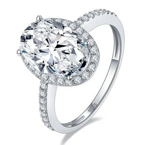 Anillo de Diamantes Moissanita de Alta Calidad con Corte Ovalado Personalizado, Certificado IGI, Anillo de Eternidad para Boda, Hecho a Mano en Plata de Ley, Estilo Hip Hop para Mujer - Product Image 2