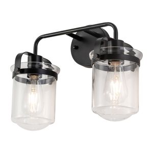 Modern 2-<b>Light</b> Indoor Wall Lamp with Clear Glass <b>Shade</b> Industrial Sconce for Bathroom Living Room Bedroom <b>Kitchen</b> Use - Product Image 1