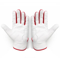 Gants de frappe en cuir blanc avec bordure rouge, respirants, fermeture auto-agrippante, unisexe, pour entraînement adulte