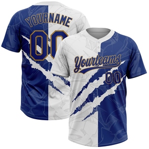 Wholesale Direct Industry Best Selling Custom Light Blue White-Navy Two-<b>Button</b> Unisex Softball Jersey - Product Image 3