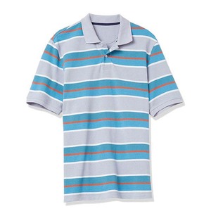 Men's Striped Short Sleeve Knitted <b>Polo</b> Shirt Casual Blue Gray <b>Orange</b> Pattern Regular Fit - Product Image 3
