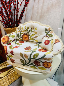 Cubierta para Caja de Pañuelos con Diseño Floral, Portapañuelos de Mesa con Forma de Sofá y Ribete de Encaje, Decoración Floral para Sala de Estar - Product Image 4