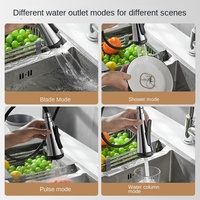 Robinet de cuisine extractible en laiton doré brossé, 4 modes, mitigeur d'évier pivotant avec tuyau extractible de 60 cm pour maison et hôtel modernes