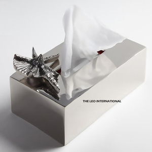 Boîte à mouchoirs au design avantageux, boîte de rangement pour mouchoirs en acier inoxydable couleur argent, pour accessoires de table - Product Image 1