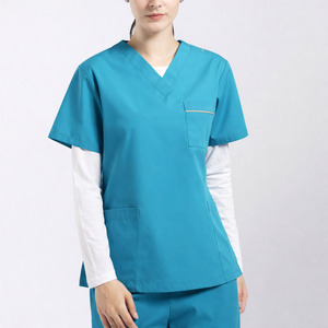 New Style Custom Printed Logo Woven ODM <b>Scrub</b> <b>Sets</b> Unisex Plus Size Stretchy Spandex Hospital - Product Image 3