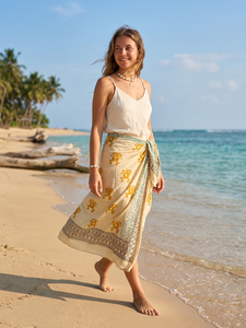 Sarong imprimé à la main pour la plage, sarong pareo personnalisé pour femme, léger, en coton, pour la plage, pour les vacances - Product Image 5