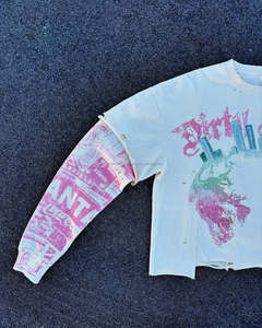 Camiseta personalizada de manga larga de doble capa de algodón 100% informal para hombre, camiseta transpirable con cuello antiarrugas - Product Image 3