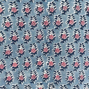 Hand Block Printed Cotton Fabric Indian Handmade Jaipuri <b>Print</b> <b>Botanical</b> Cotton Fabric - Product Image 2