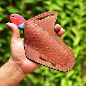 Couteau de cowboy occidental à lame fixe en acier de Damas de qualité industrielle, forgé à la main, avec fourreau en bois et cuir, OEM/ODM, pour la survie - Product Image 6