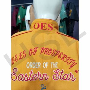 Custom OEM Varsity <b>Jacket</b> Yellow Letterman <b>Jacket</b> with Embroidered Patches and Ribbed Cuffs - Product Image 3