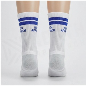 Crew <b>Socks</b> Geometric Pattern Blue Breathable <b>Running</b> <b>Socks</b> for Adults Spring Season - Product Image 2
